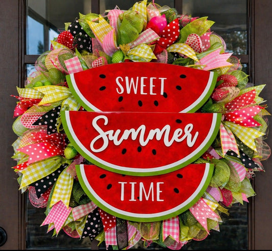Watermelon Summer Wreath – Sweet Summer Time Door Hanger | Luxury Front Door Decor | Realtor Closing Gift | Outdoor Porch Decor