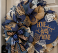 Luxury Navy Blue Home Sweet Home Mesh Wreath | Leopard Ribbon Front Door Wreath | Fuzzy’s World