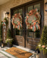 Luxury Peach & Sage Hello Door Wreath | Elegant Spring Summer Front Door Decor | Designer Entryway Wreath