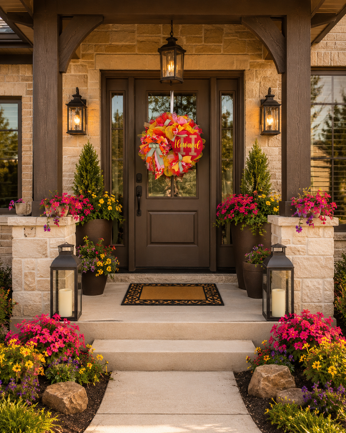 Personalized Summer Mesh Wreath | Custom Name Wreath| Bright Luxury Door Decor | Fuzzy’s World