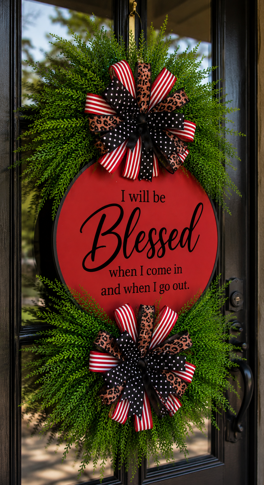 I Will Be Blessed Wreath | Luxury Red Front Door Wreath | Faith-Based Christian Door Decor